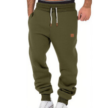(Army Green, L) Pantaloni da jogging casual da uomo, tinta unita, vestibilità ampia e affusolata, per primavera/autunno.