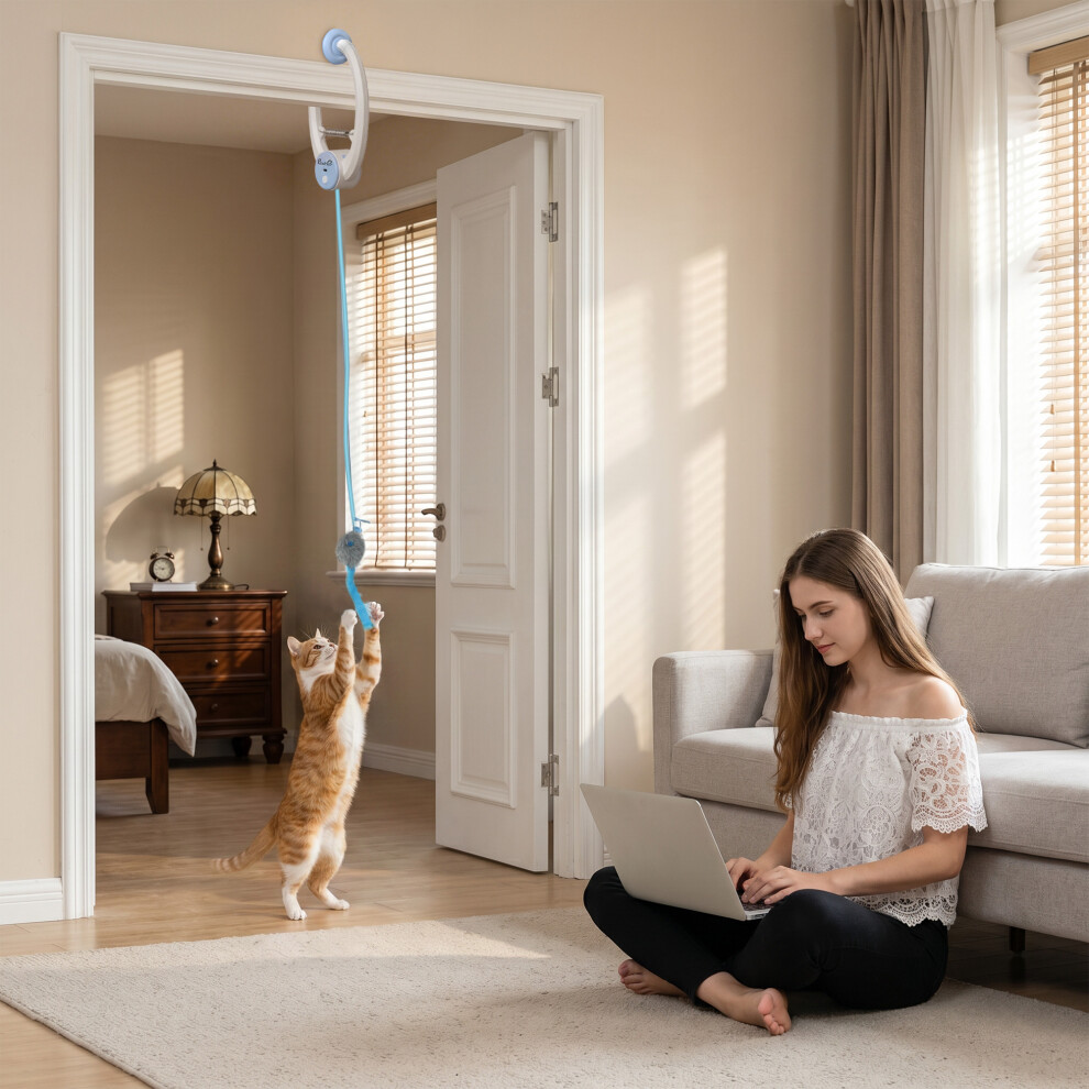 Pawhut Interactive Cat Toys Door Hanging Automatic Cat Toy Mouse & Teaser