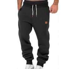 (Black, XXL) Pantaloni da jogging casual da uomo, tinta unita, vestibilità ampia e affusolata, per primavera/autunno.