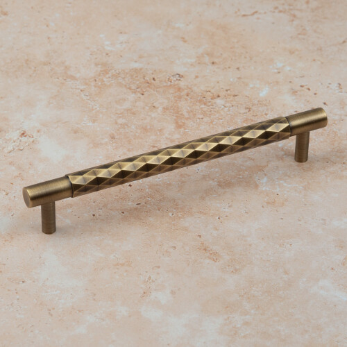 160mm Antique Brass Diamond Cut Cabinet Handle 2
