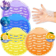 Urinalmask med Luktborttagningsfunktion och 100 Handskar, 3D-Vågor, Stänkskydd, 4 Dofter, Urinoarmattor för Herrtoaletter