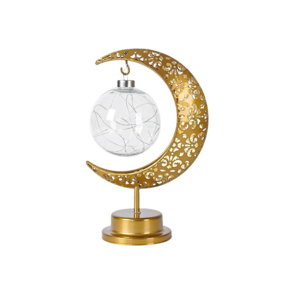 Semoic Iron Moon Round Muslim Style Modeling Lamp Decorative Bedroom Holiday Table Atmosphere Lamp A