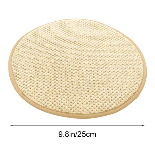 Almofada de assento circular bege com borda quadrada para uso interno. 2
