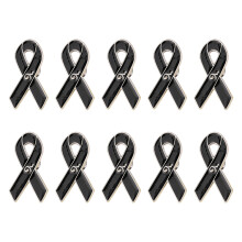 10pc Fashionable Black Enamel Ribbon Badges Brooch For-L