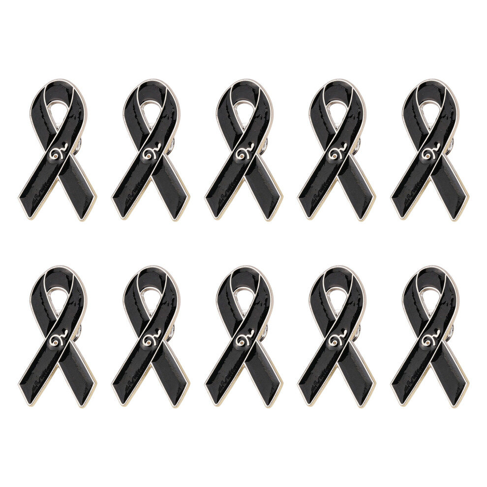 Black 10Pc Fashionable Enamel Ribbon Badges Brooch For-L