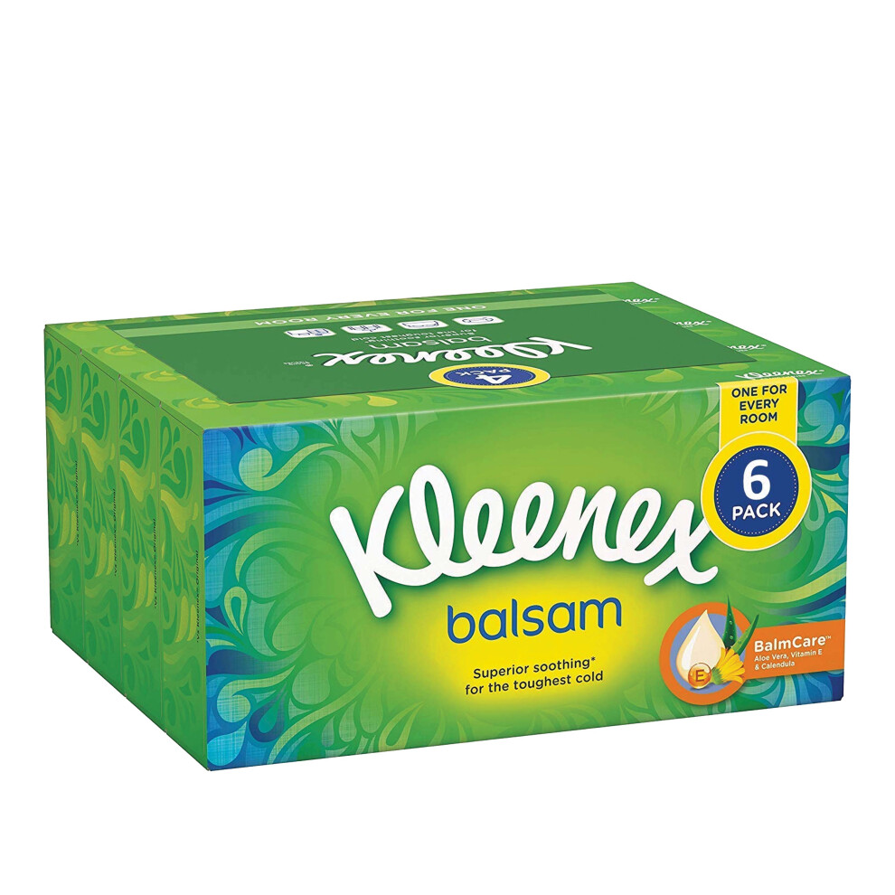 Kleenex Balsam 3 Ply Facial Tissues 6 Pack Boxes