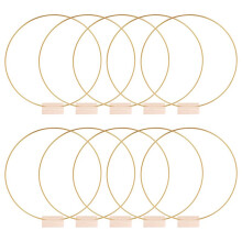 10 StüCk 12-Zoll-Metall-Blumenreifen-MittelstüCke für Tisch, Metallkranzring mit 10 StüCk Tischkartenhaltern für Hochzeit
