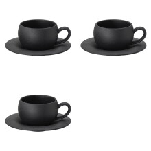 3X 280ml Ceramic Coffee Mug,Stone Fired Cup with Saucer,Ideal for Breakfast Milk & Coffee,Egg-Shaped Design A