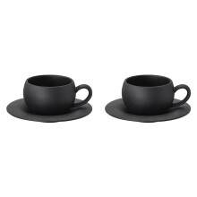 2X Caneca de Café de Cerâmica de 280 Ml, Xícara de Pedra com Pires, Ideal para Café da Manhã com Leite e Café, Design em Formato de Ovo A
