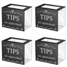 4X Tip Jars for Money Acrylic Tip Cash Box Donation Tip Bucket 6x4x5 Inch Storage Container Suggestion Box