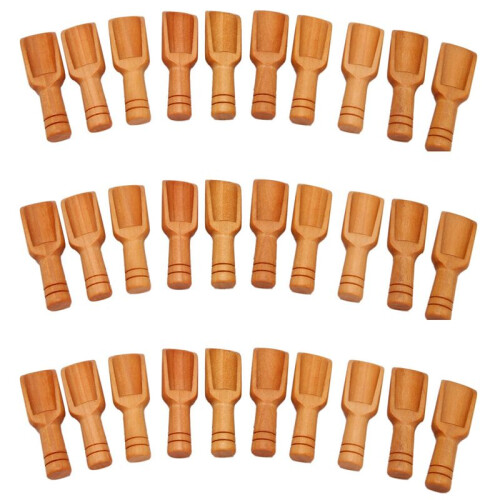 30PCs Wooden  Scoop Salt Sugar Coffee Spoon Kitchen Cooking Tool