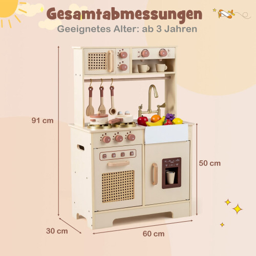 Kids Play Kitchen with Light & Sound, Oven & Microwave 1