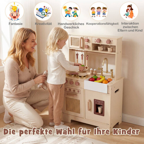 Kids Play Kitchen with Light & Sound, Oven & Microwave 2