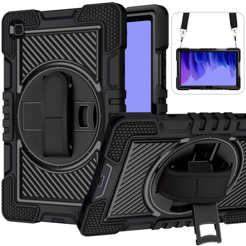Para  Tab A7 T500 / T505 Capa Protetora de 10,4 Polegadas com Capa Protetora Do Suporte GiratóRio 360  (Preta) 1