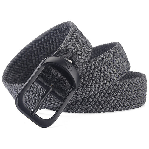Men's Elastic Woven Belt - 110cm Adjustable Canvas Belt with Buckle Grey 2