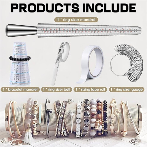 5pack Ring Sizer Measuring Tool Kit, US Ring Size 0-13, Adjustable Bracelet Mandrel 5-9" Wrist Sizer for Jewelry Making 1