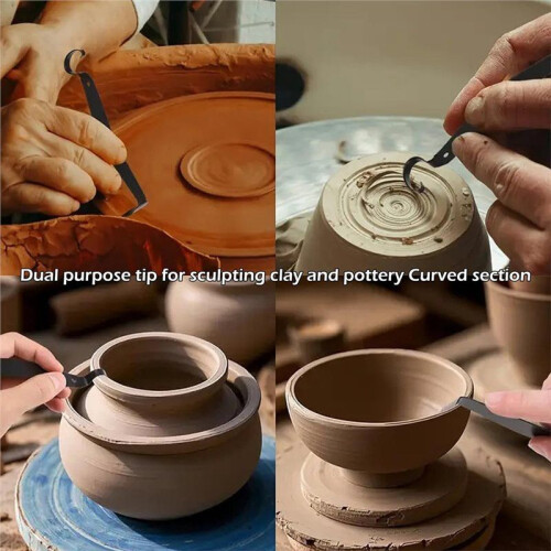 Pottery Tools 7 Pcs Pack,Cotton Linen, Trimming Tools, 4 Pack Stainless Steel Circular Clay Hole Cutters, Centering Tool 2