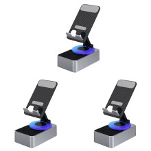 3X 3-in-1 Mobile Phone Holder, Audio Power Bank,  Call Speaker, Multi-Function Foldable Rotating Desktop,Gray