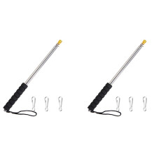 2pcs 9.8Ft Telescopic Flag Pole,Stainless Steel Handheld Portable Extendable Retractable Flagpole with Anti-Slip Grip