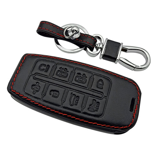 Leather Car Key Case 8 Button  Keyless Entry Remote Control Protector Cover for   G80 GV80 2019-2021 2