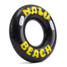 GEEZY Inflatable Turbo Tyre Swimming Ring 47" with Handles Black Rubber Pool Float