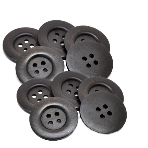 10 stk. 5 cm runde treknapper med 4 hull brune 1