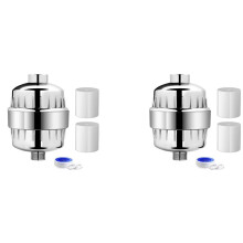 2X Filtro Doccia Filtro Doccia Un 20 Stadi per Acqua Dura Filtro Acqua Doccia con 4 Cartucce Filtranti Sostituibili