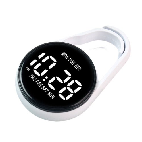 Digital Keychain Pocket Watch Touch Control Timekeeping Device For Study Exam Plastic Small LED Electronic Clock Gift White_P