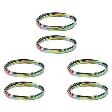 6Pcs Flow Ring Magic Bracelet Toy Metal Fastening Flow Rings Magic Hand Toy(Rainbow)