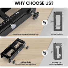 Aluminum Alloy Door Hinge Jig,Door Hinge Router Jig with Scale, Fits for 2.5-5" Length and Thicknesses, 1/4"&5/8" Radius