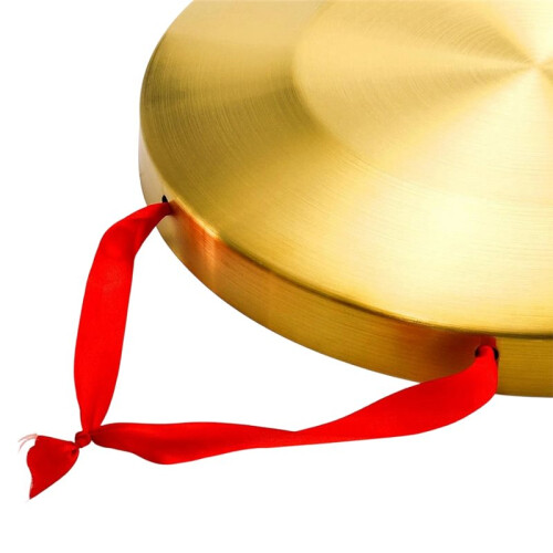 Gong de Cobre de 12,6 Polegadas, Instrumento de Percussão Tradicional Chinês, com Baqueta e Fita Vermelha para Pendurar 1