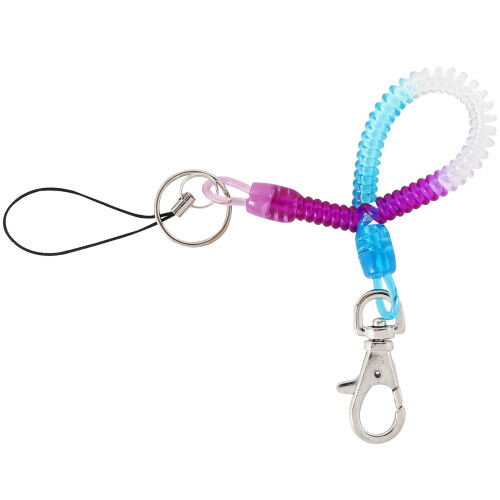 2X Lobster Hook   Spring Stretchy Coil Keyring Keychain Strap Rope Cord 1