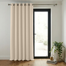 (Cream, 66" x 84" (Single Panel)) Blackout Eyelet Curtains Pair Luxury Insulated Heavy Thermal Ring Top Ready Made Window Curtain Panel Free Tieback