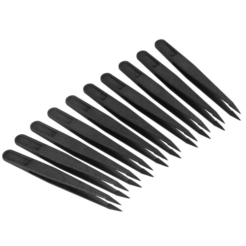 100 Pcs Black Plastic Tip  Anti Static Tweezer 12cm Length 1