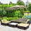 6-piece rattan sofa and coffee table set, brown 6