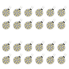 24PCS G4 Puck Lights Lampadine LED Side Pin Base Rotonda G4 5050 12SMD LED RV Light Luce da Lettura per La Casa, Bianca