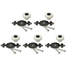 5X Vintage Maniglie In Ceramica Porta Armadio Armadio Armadio Armadio Tirare Maniglia Bianco + Nero