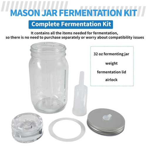 32 Oz Mason Jar Fermentation Kit, Fermentation Jar, Fermentation Lid, Fermenting Weights and Airlocks 1