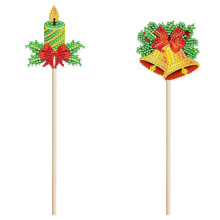 DIY Handmade Diamond Painting, Green Plant Flower Stick Ornaments, Plant Decoration, Knitted Stick, Diamond Embroidery K