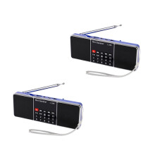 2X Rechargeable Stereo L-288 FM Radio Speaker LCD Screen Support TF Card USB Disk MP3 Music Player Loudspeaker(Blue)