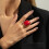 Unique Retro Design Large Water Droplet Ring Bold Red Color 7