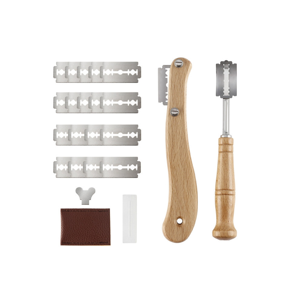 2 Pcs Wooden Handle Bread Lame Bread Slashing Tool Dough Scoring Tools With 10 Pieces Replaceable Blades For Baking 4713858163983