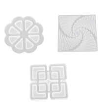 3 Pcs Coaster Molds for Resin Casting,Silicone Coaster Molds, for Epoxy Resin DIY Square Round Cups Mats,Coaster Mold