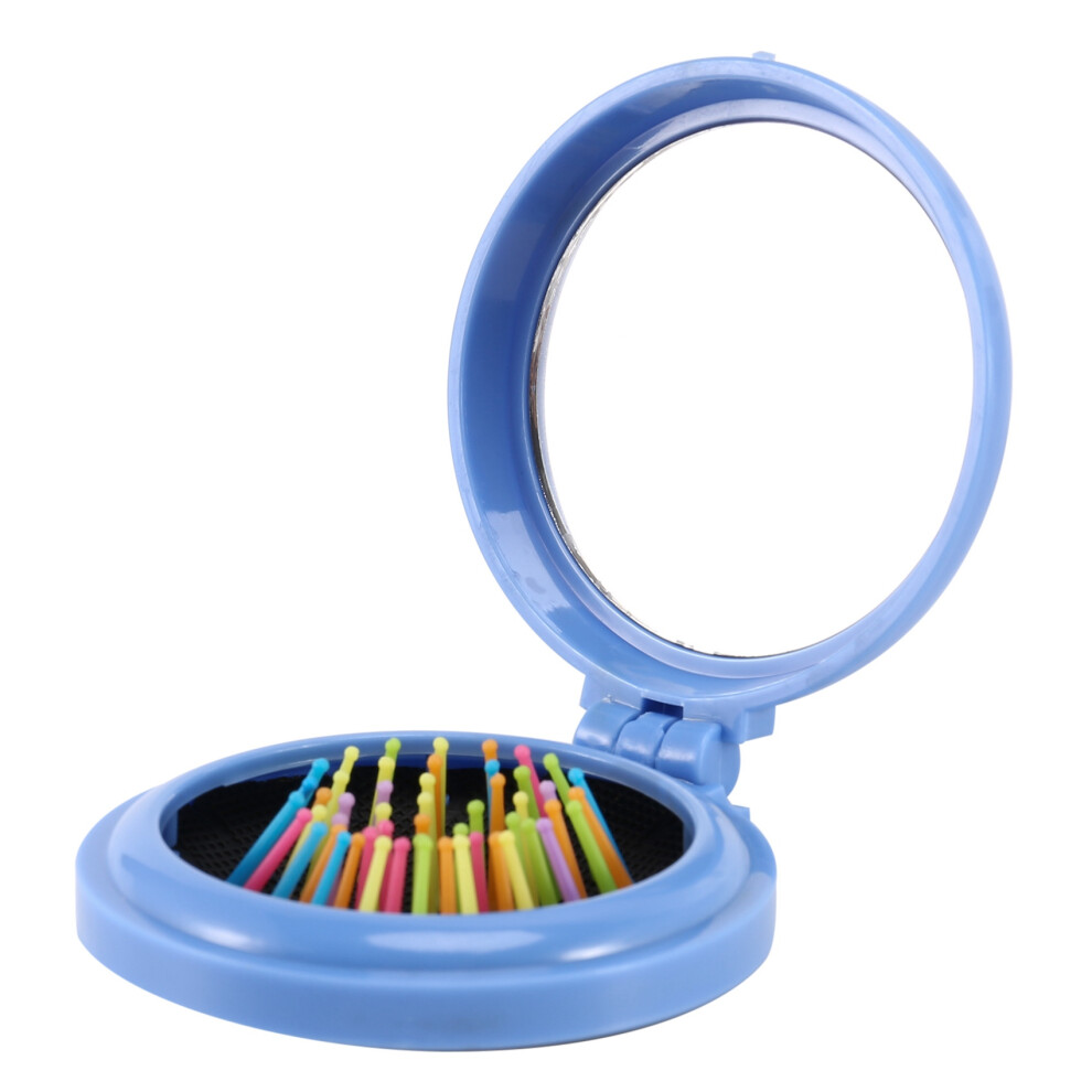 Round Folding Comb with Air Cushion Hair Massage Comb Brush Mirror ()