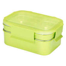 304 Rostfreier Stahl Stapelbares Fach Mittagessen / Snack Box 2-Stufig Bento / Lebensmittel BehäLter für Erwachsene oder Kinder GrüN