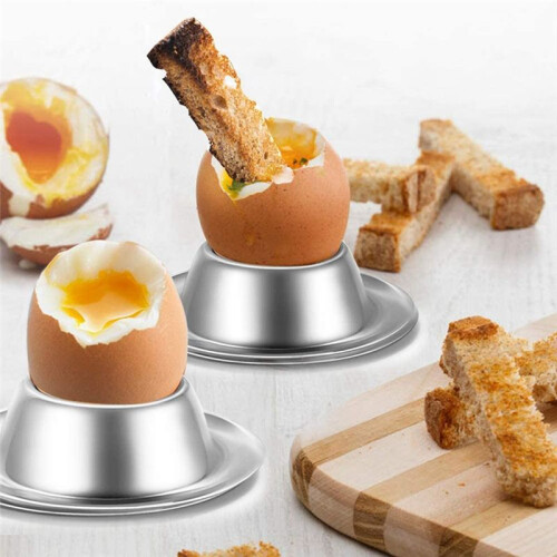 Egg Cup Holder Set of 2 Pack,Stainless Steel Egg Cups Plates Tableware Holder for Hard Soft Boiled Egg,Kitchen Display 2