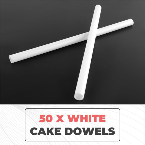 Hastes de Tarugo de Bolo Branco de PláStico 50 PCS para ConstruçãO e Empilhamento de Bolo em Camadas (0,4 Polegadas de Diâmetro 9,5 Polegadas de 2