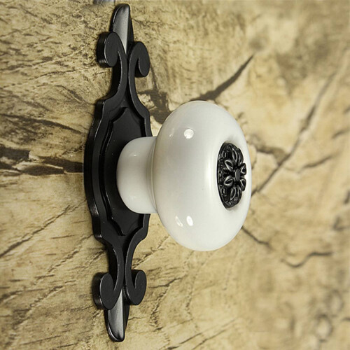 3X Vintage Ceramic Door Knobs Drawer Cabinet Cupboard Wardrobe Pull Handle White+Black