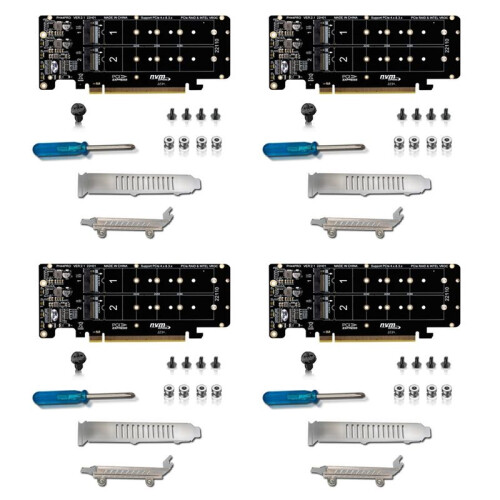 4X PCIE X16 zu M.2 M-Key NVMEx4 SSD 2U Server Riser Card Doppelseitige 4-Disk NVME  PCI-EX16 Split Card