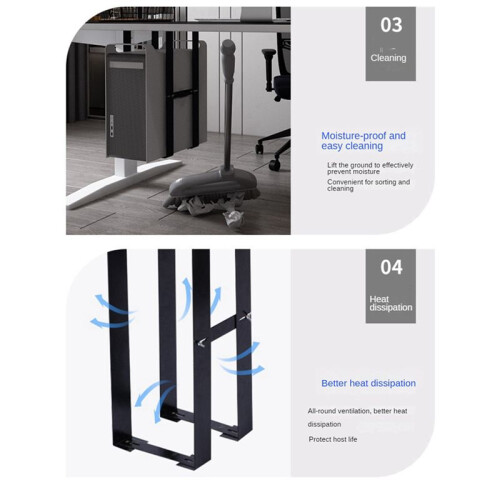 2 Set Under Desk PC Mount Bracket for Computer Case Computer Mainframe Hanger Host Box Stand Bracket Rack Black